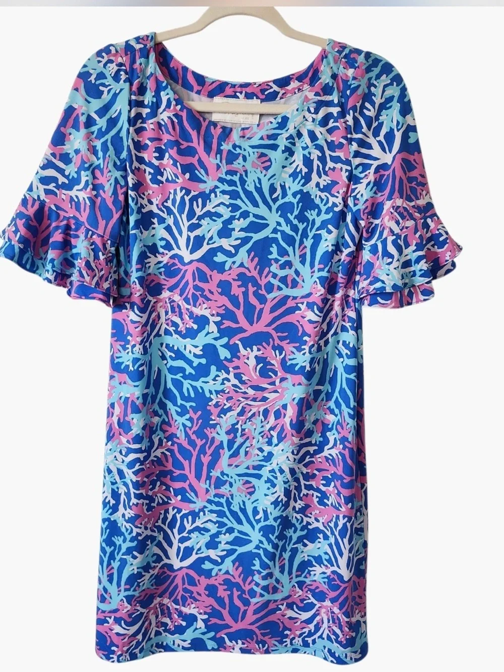 Pappagallo Blue & Pink beautiful Print Midi Dress! So perfect for summer Sz. S-M